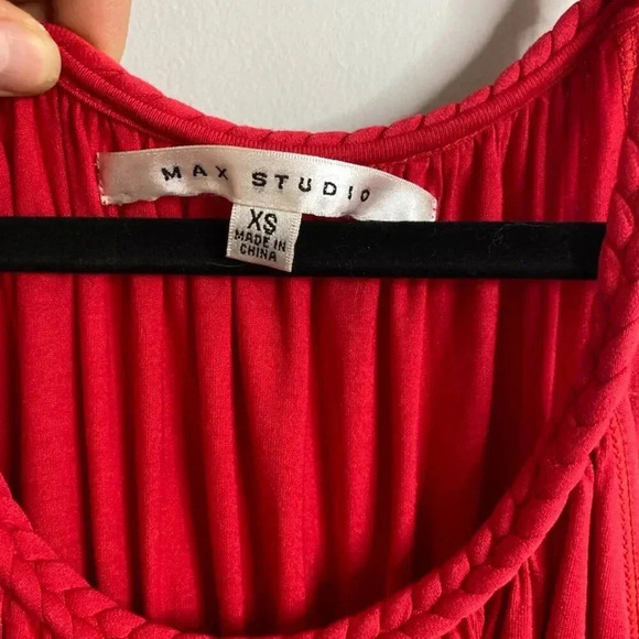 💚 Max Studio | Red Grecian Style Halter Maxi Dress - Xsmall - Picture 4 of 6